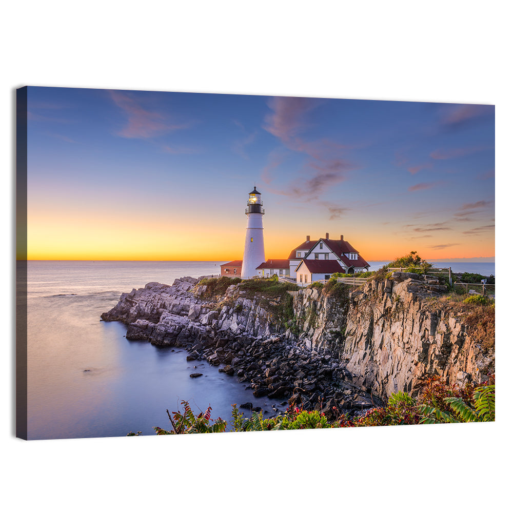 Portland Head Light at Dusk Wall Art, canvas print, landscape