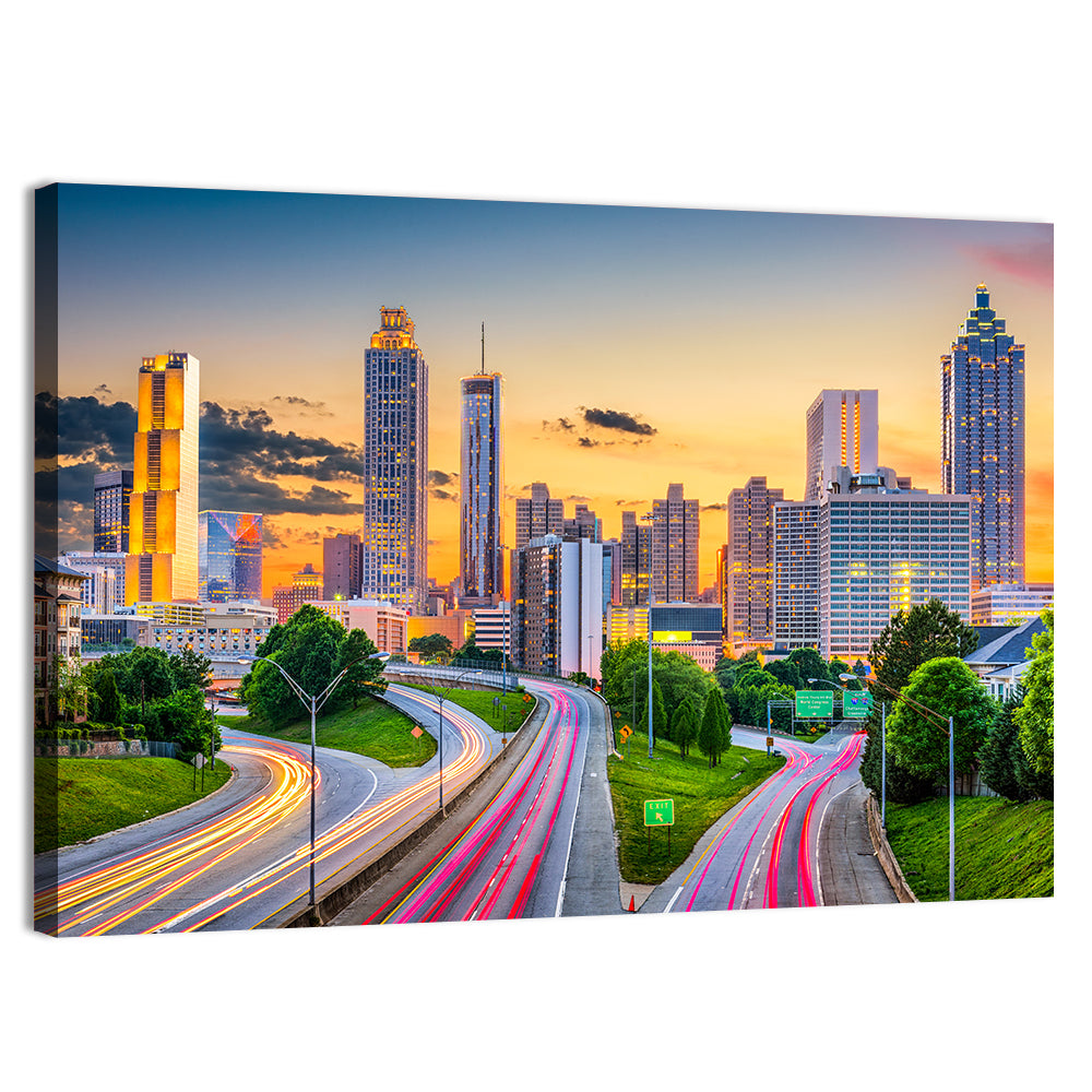 Atlanta Skyline at Dusk Wall Art, canvas print, landscape