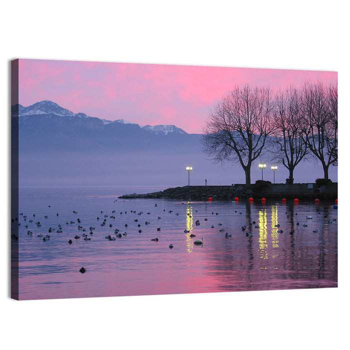 Lake Geneva Twilight Wall Art as a canvas print