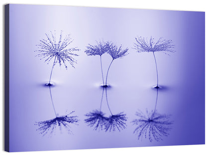 Blue Dandelion Seeds with Reflections Wall Art