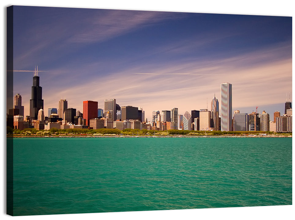 Chicago Skyline Above Lake Michigan Wall Art
