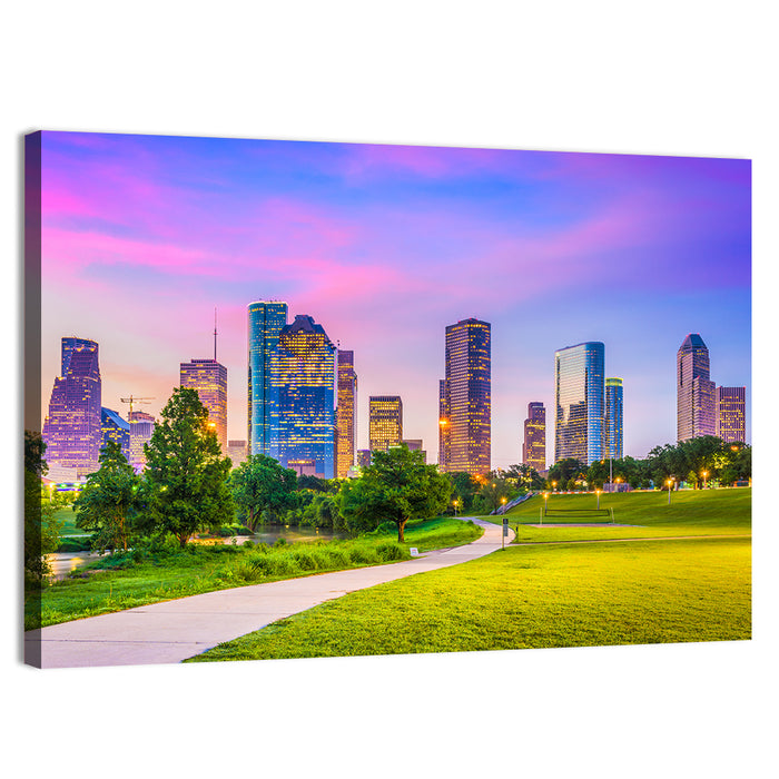 Houston Skyline at Dusk Wall Art as a canvas print