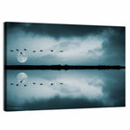 Moonlit Flock Over Lake Wall Art