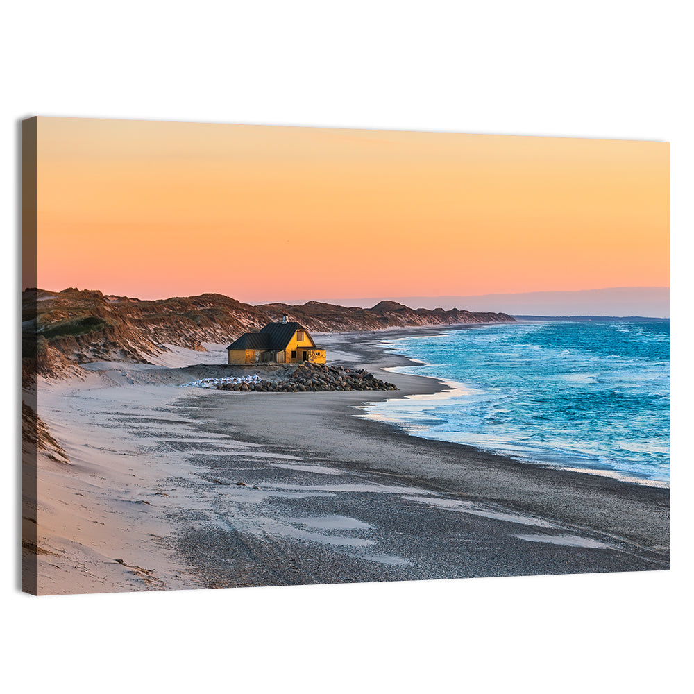 Gammel Skagen Beach House Wall Art, canvas print, landscape