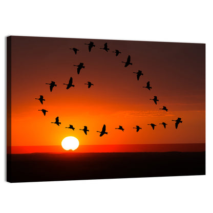 Heart-shaped Flock of Birds Wall Art