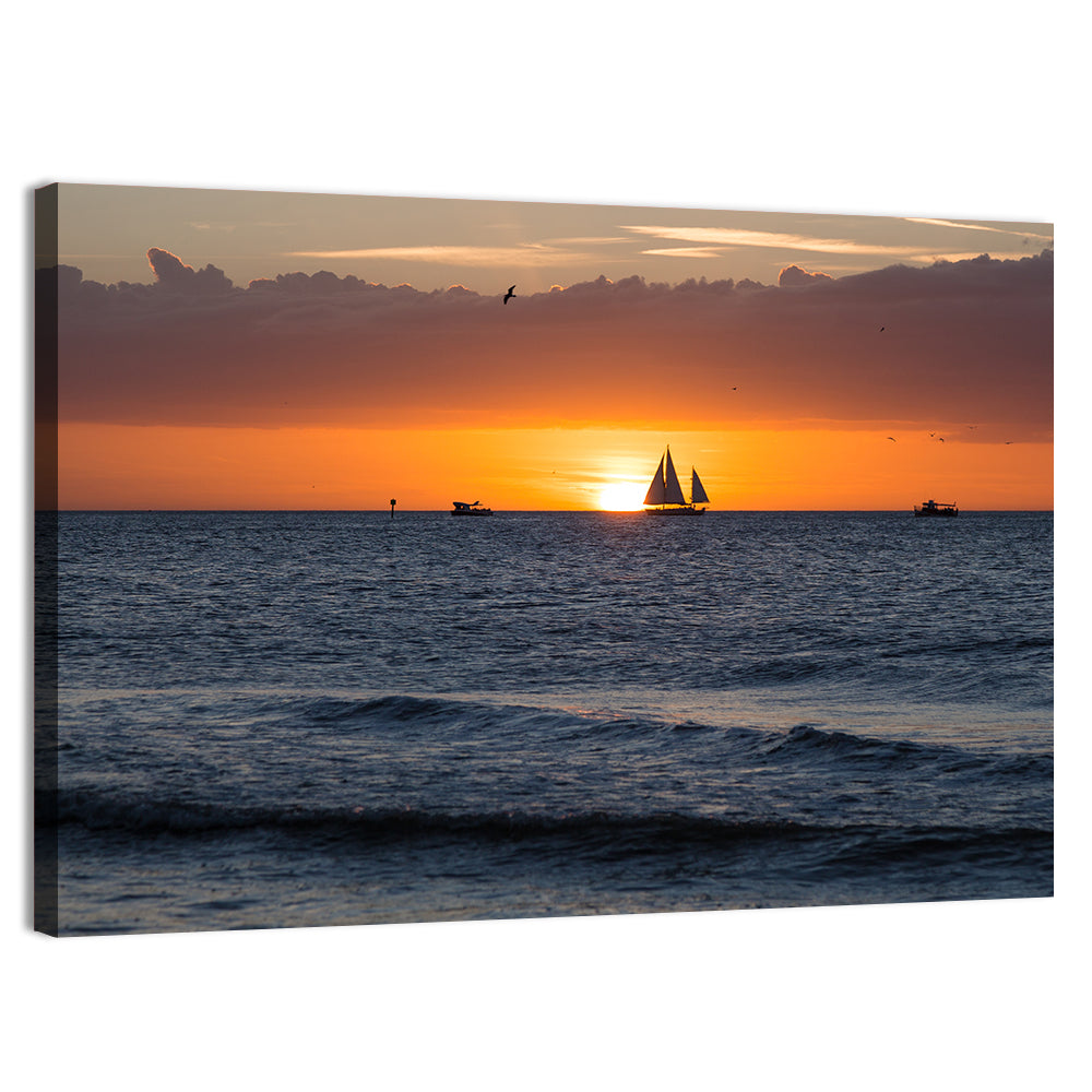 Florida Sailboat Sunset Wall Art