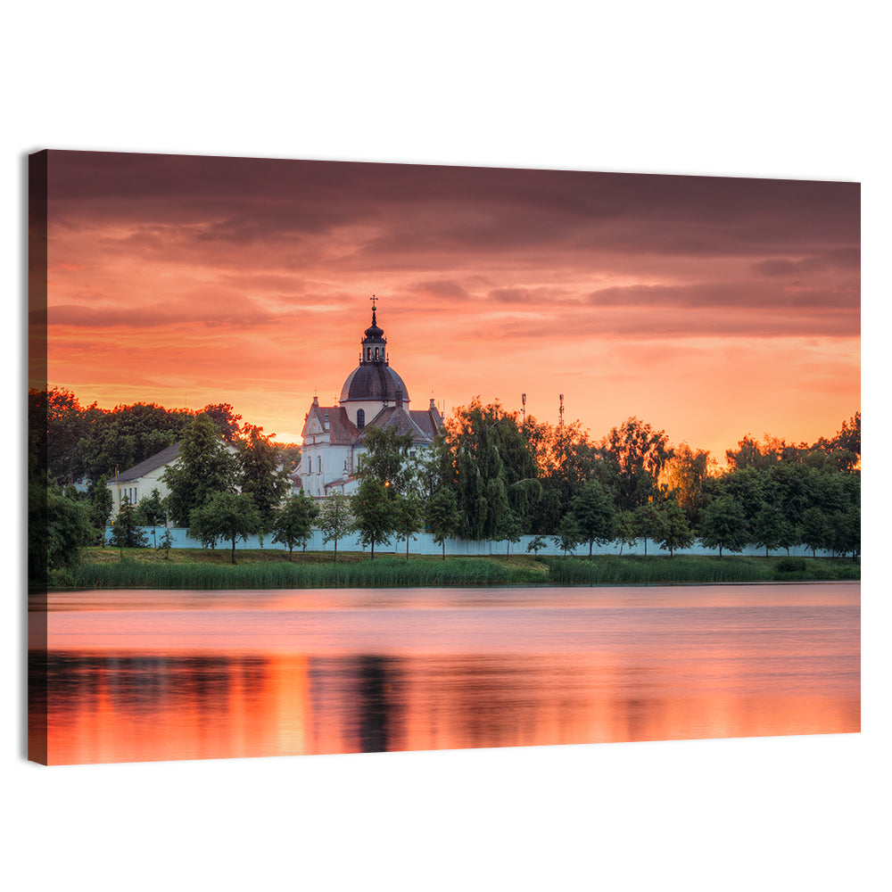 Corpus Christi Church Sunset Reflection Wall Art, canvas print, landscape
