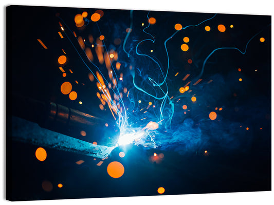 Bright Blue Welding Sparks Wall Art