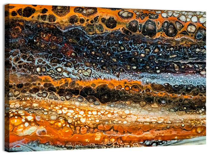 Cosmic River Strata Abstract Pour Wall Art as a canvas print
