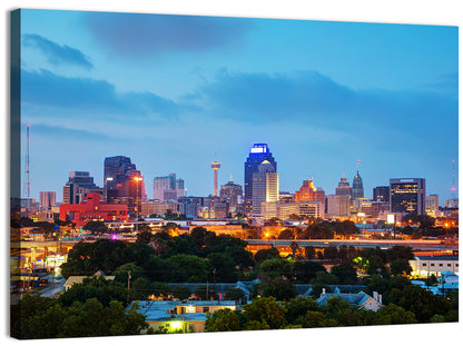 San Antonio Skyline at Dusk Wall Art