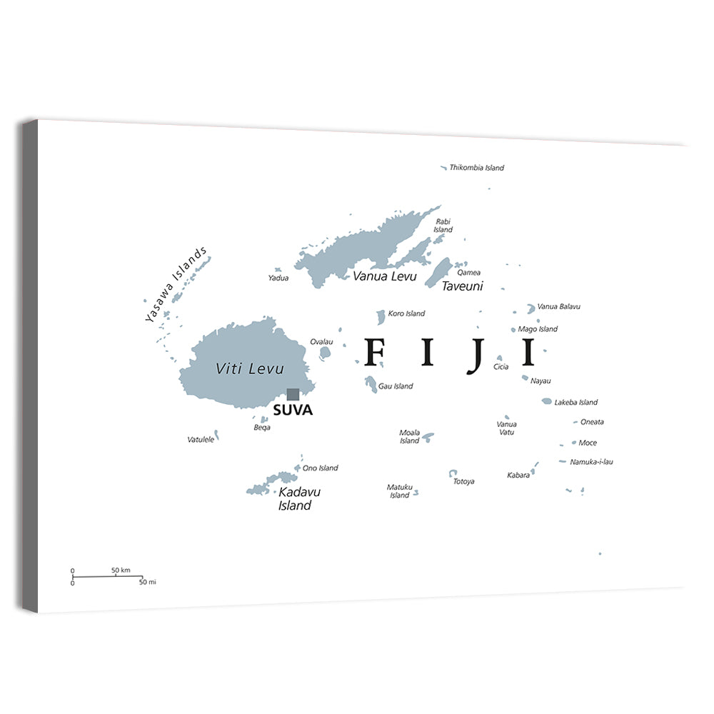 Fiji Islands Political Map Wall Art