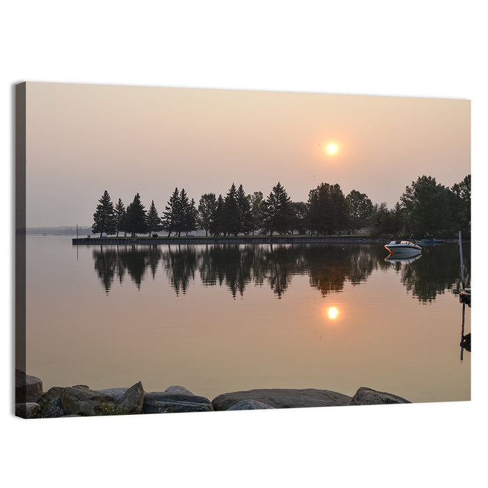 Sylvan Lake Sunset Reflection Wall Art as a canvas print