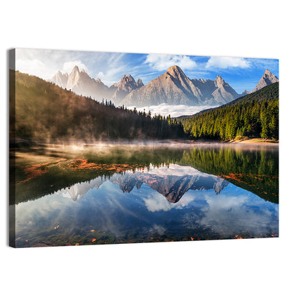 Morning Mist Mountain Lake Wall Art