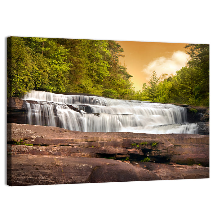Blue Ridge Waterfall at Golden Hour Wall Art as a canvas print
