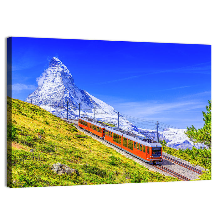 Gornergrat Train and Matterhorn Wall Art as a canvas print