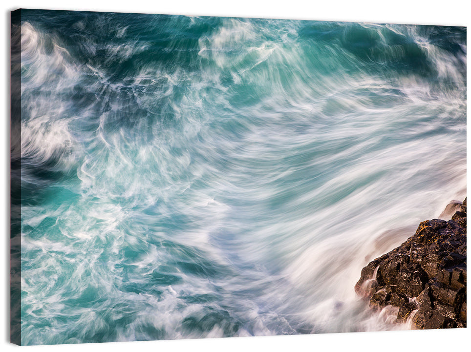 Silky Teal Ocean Waves Wall Art, canvas print, landscape