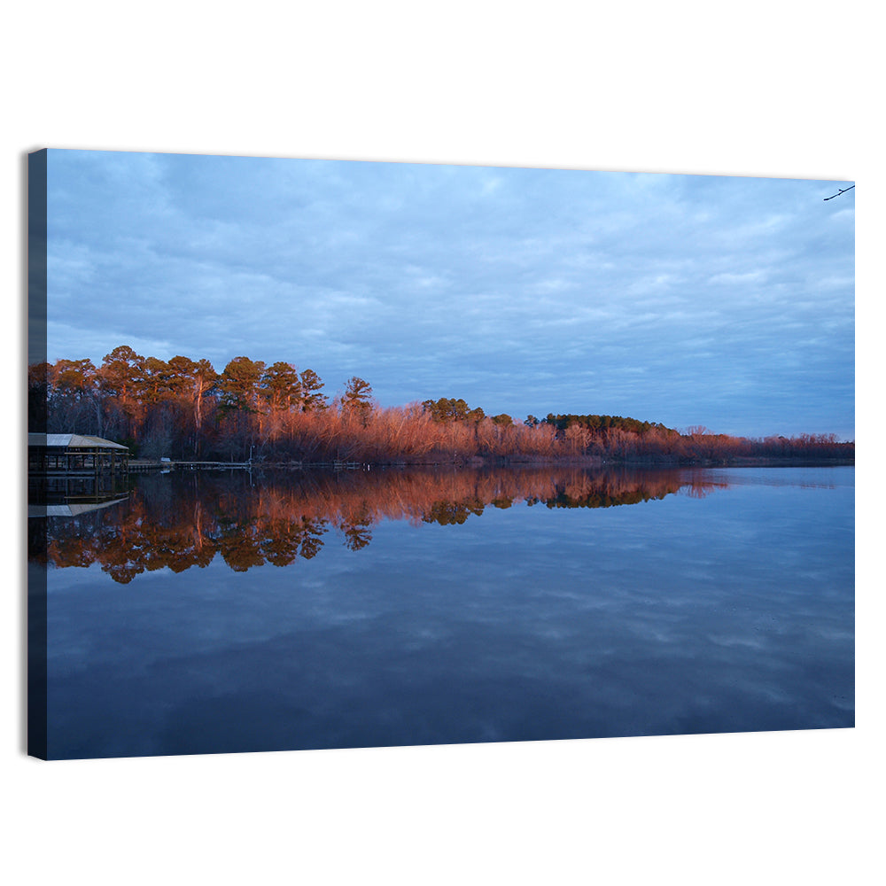 Lake Livingston Pier at Golden Hour Wall Art, canvas print, landscape