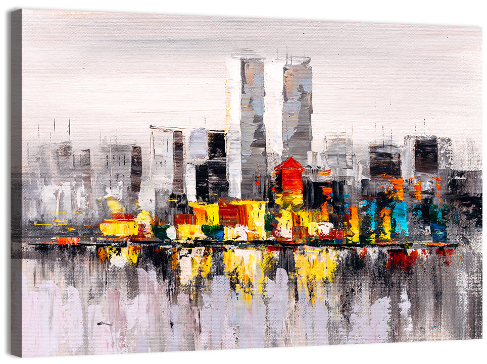 Abstract Skyline with Water Reflection Wall Art