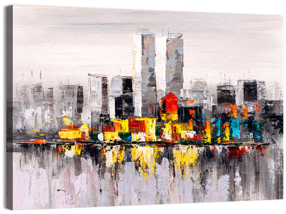 Abstract Skyline with Water Reflection Wall Art