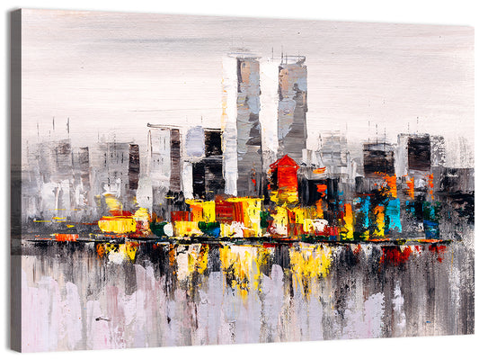 Abstract Skyline with Water Reflection Wall Art