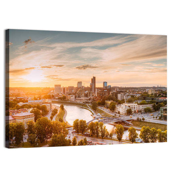 Vilnius Skyline at Golden Hour Wall Art as a canvas print