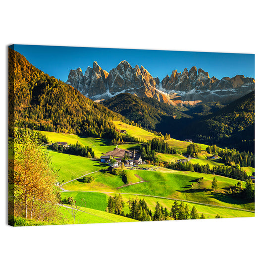 Dolomites Mountains Village Wall Art