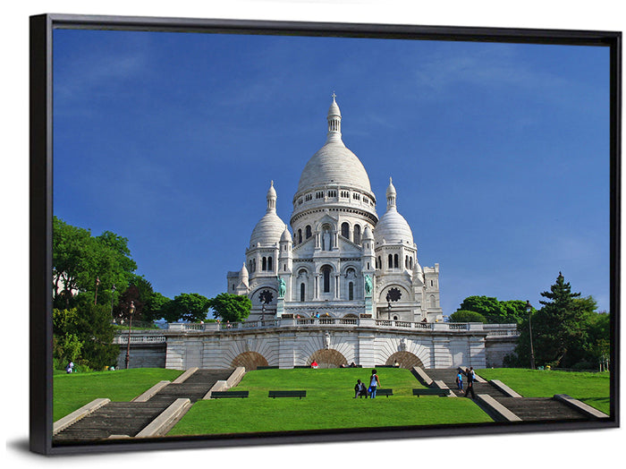 Sacre Coeur Basilica Steps, Paris Wall Art as a framed canvas