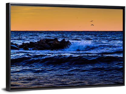 Marmara Sea Waves at Sunset Wall Art