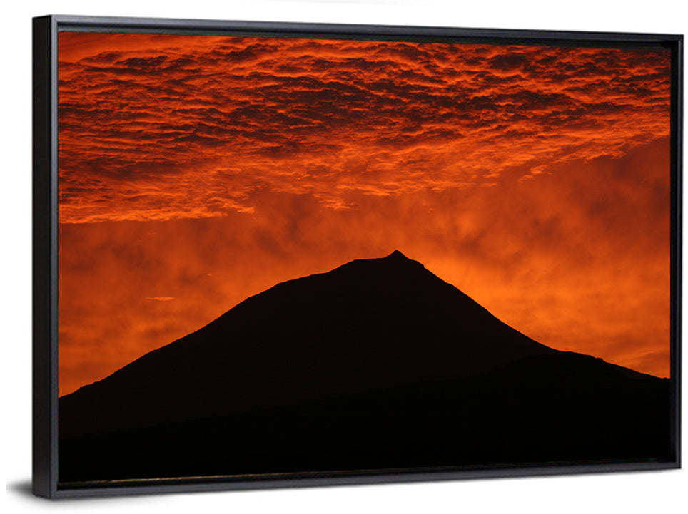 Pico Island Volcano Silhouette at Sunset Wall Art