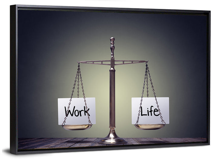 Metallic Scale: Work and Life Wall Art as a framed canvas