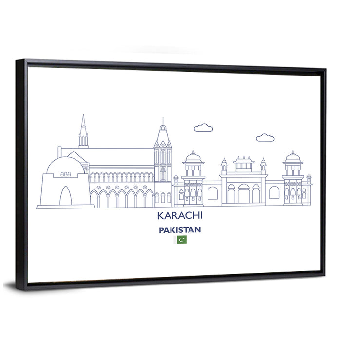 Karachi Skyline with Mazar-e-quaid Wall Art as a framed canvas