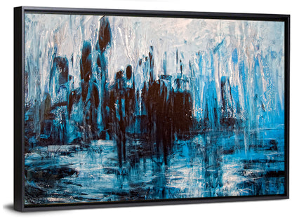 Rainy Abstract Skyline Reflection Wall Art