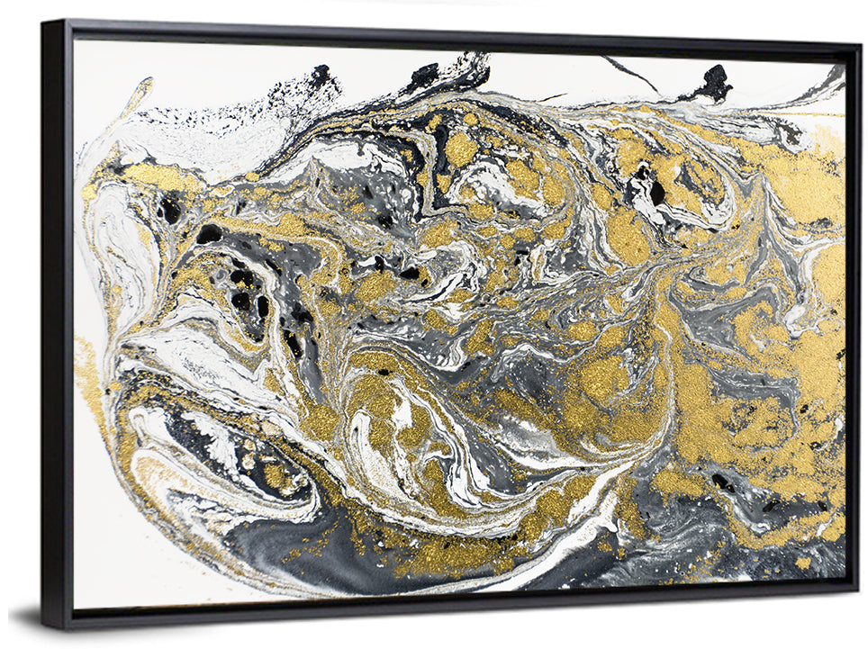 Metallic Gold Marbled Abstract Wall Art
