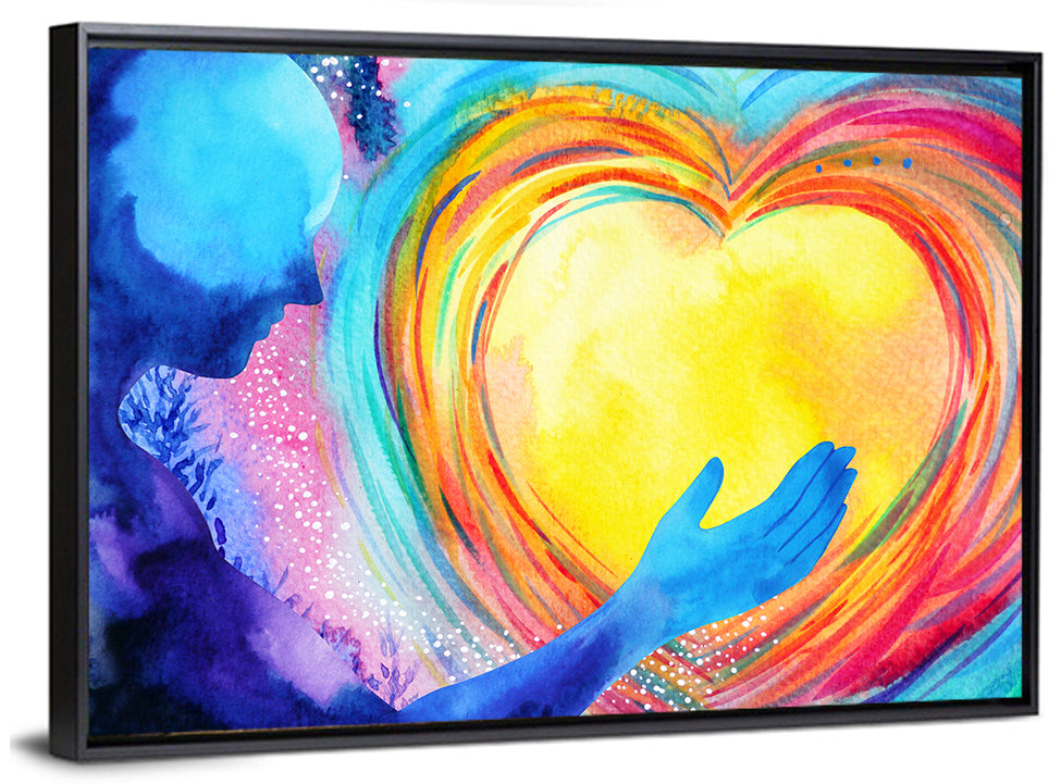 Blue Silhouette with Radiant Heart Wall Art