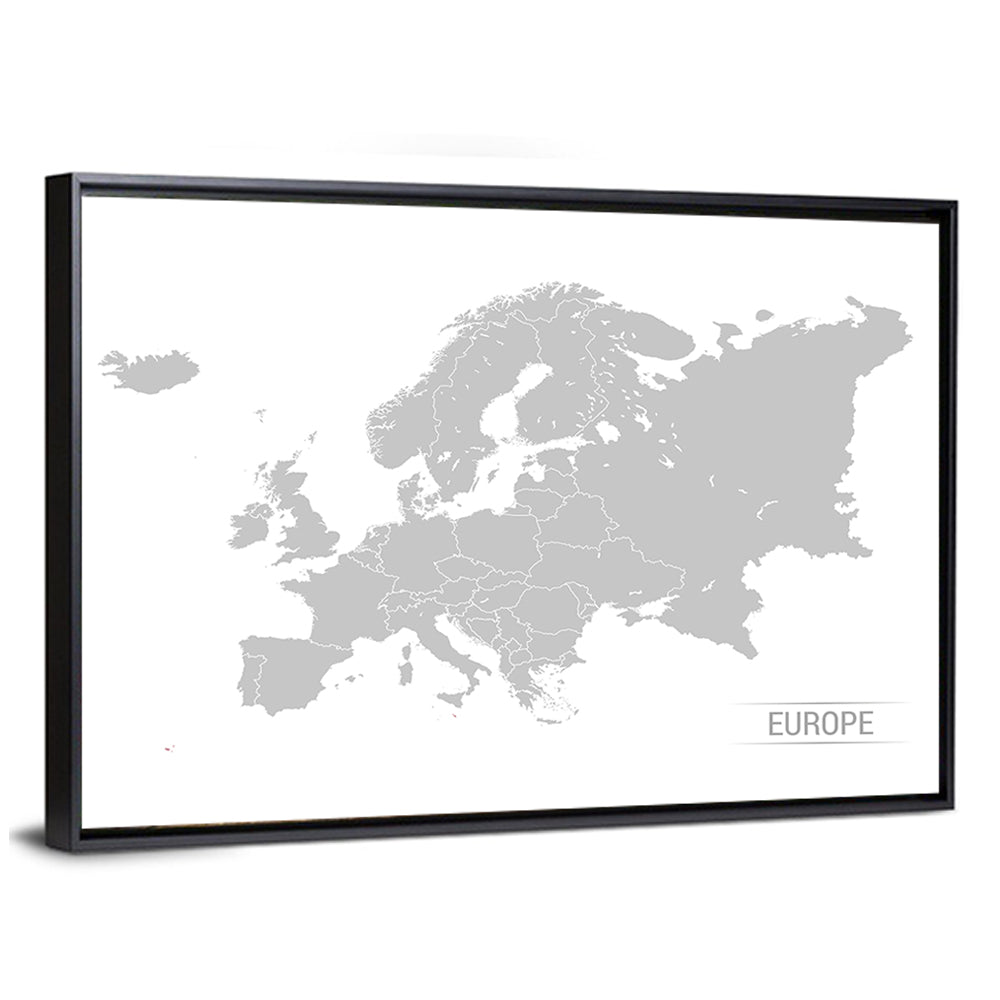 Gray Europe Outline Map Wall Art