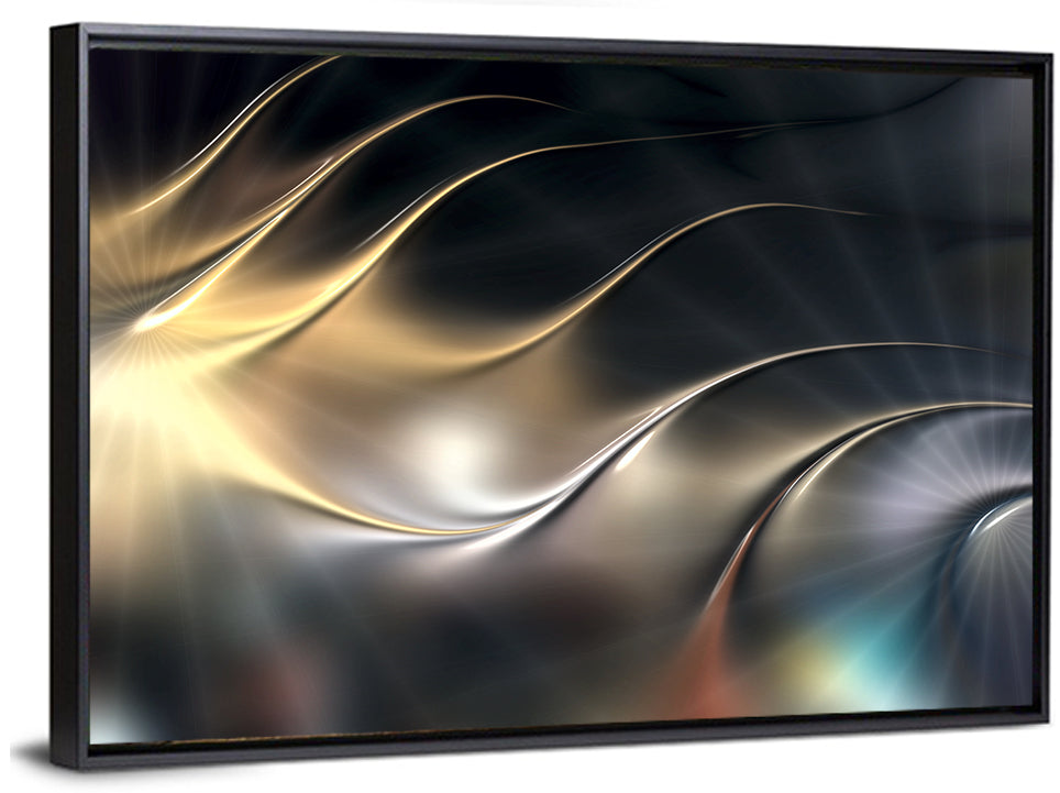 Luminous Metallic Wave Wall Art