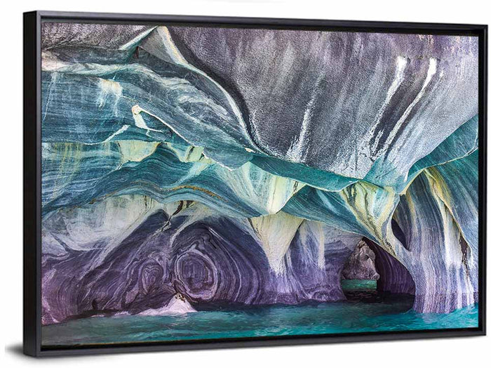 Marble Caves of Lake General Carrera Wall Art as a framed canvas