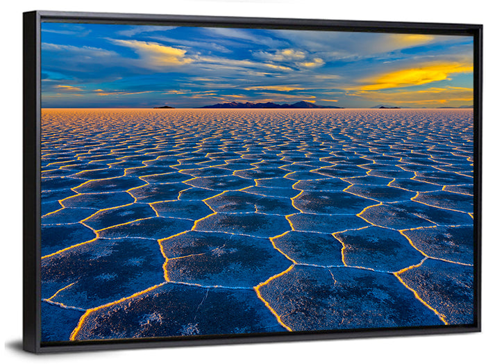 Salar De Uyuni Salt Flats at Sunset Wall Art as a framed canvas