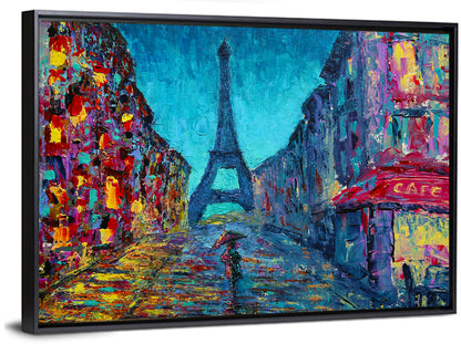 Rainy Paris Street with Eiffel Tower Wall Art