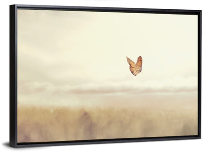Monarch Over Beige Field Wall Art
