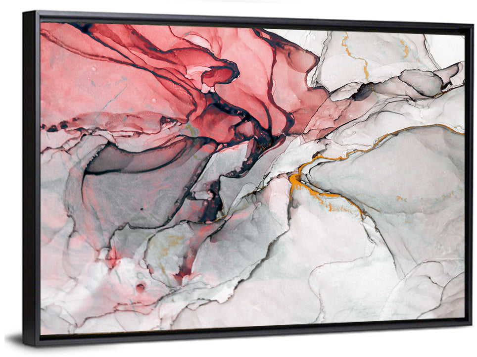 Pink Gray Marble with Gold Veins Wall Art
