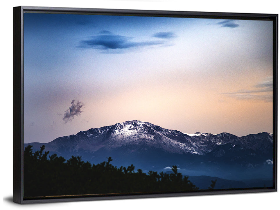 Snow-capped Pikes Peak at Dusk Wall Art