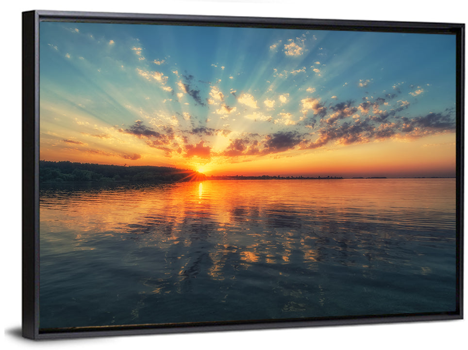 Sunburst Over River Wall Art