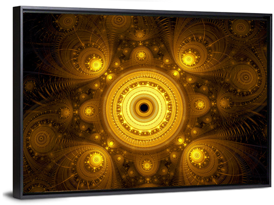 Golden Fractal Mandala Wall Art
