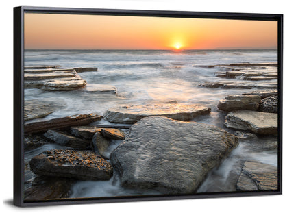 Golden Hour Rock Shoreline Sunset Wall Art