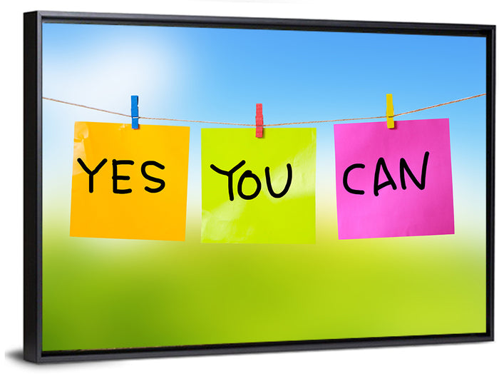 Yes You Can Post-it Notes Wall Art as a framed canvas