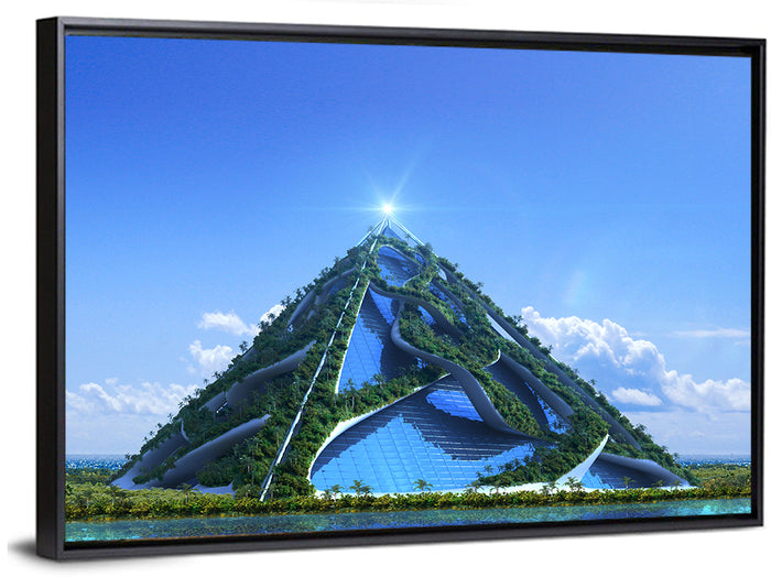 Glassy Pyramid with Gardens Wall Art as a framed canvas