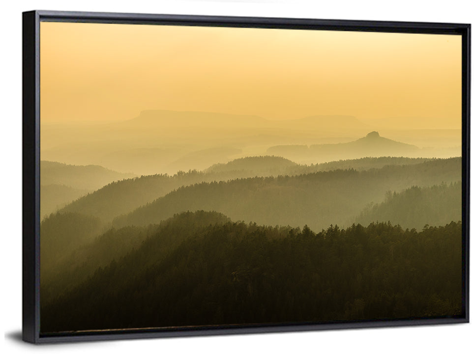 Misty Golden Ridge Landscape Wall Art