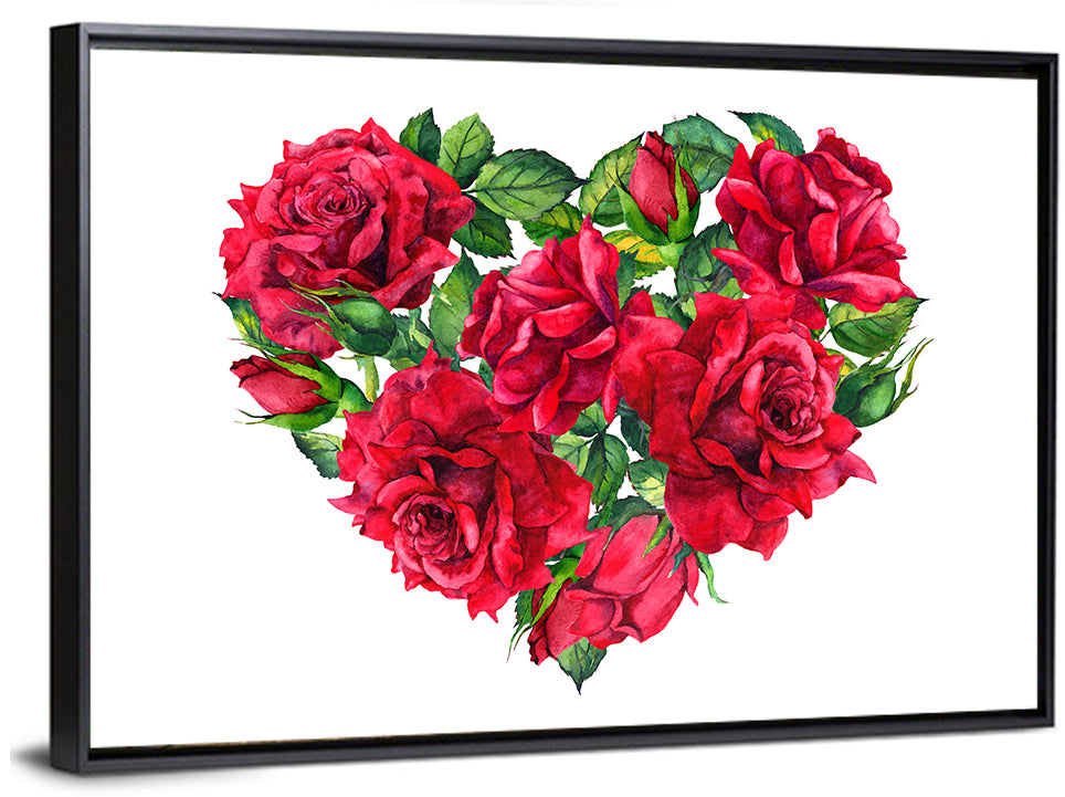Watercolor Rose Heart Wall Art