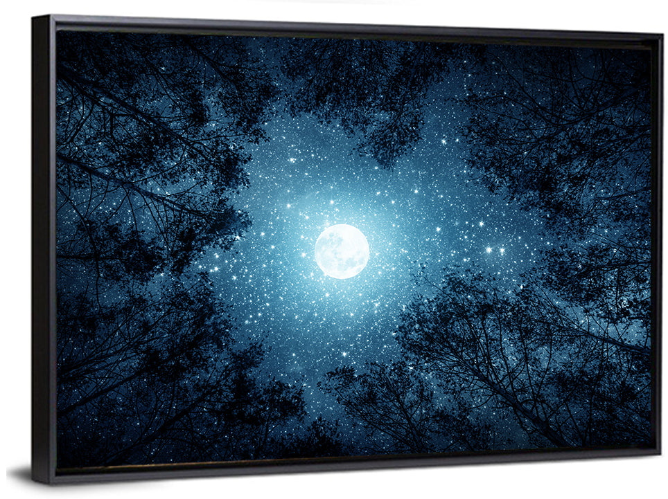 Full Moon Over Forest Wall Art